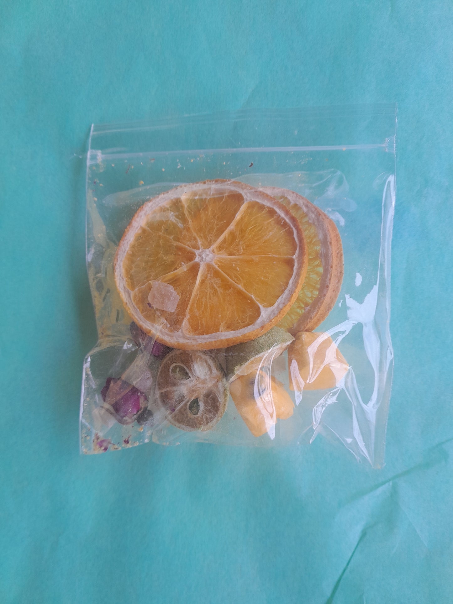 Orange Slices, Kiwi, Papaya, Lime Slices,Rose Buds & Rock Sugar/Flower & Fruit Tea Packages