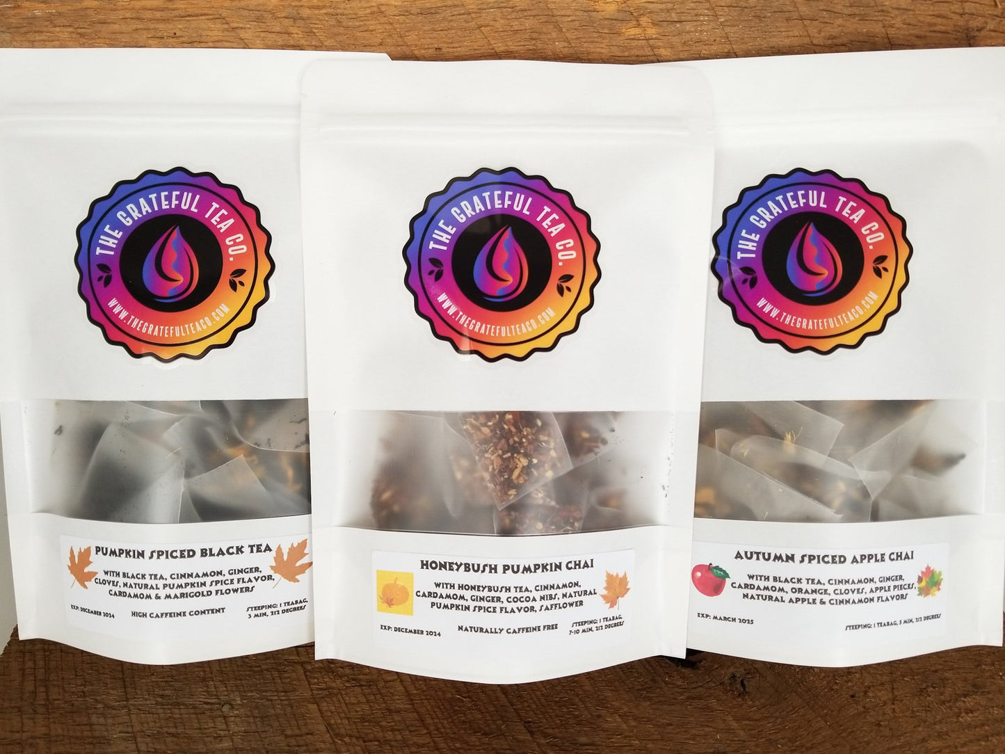 Autumn Spiced Apple Chai, 15 Sachets Teabags The Grateful Tea Co.