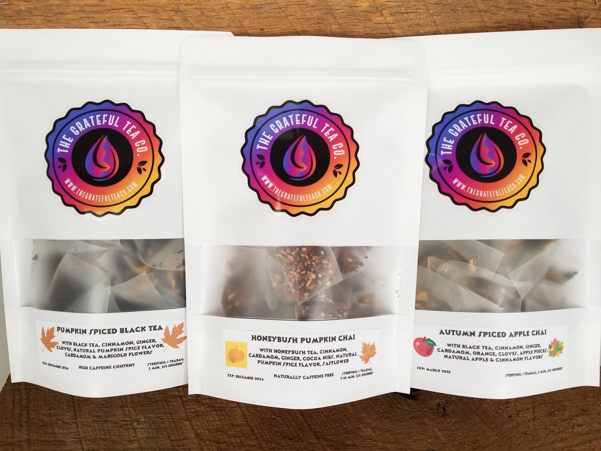 Autumn Spiced Apple Chai, 15 Sachets Teabags The Grateful Tea Co.