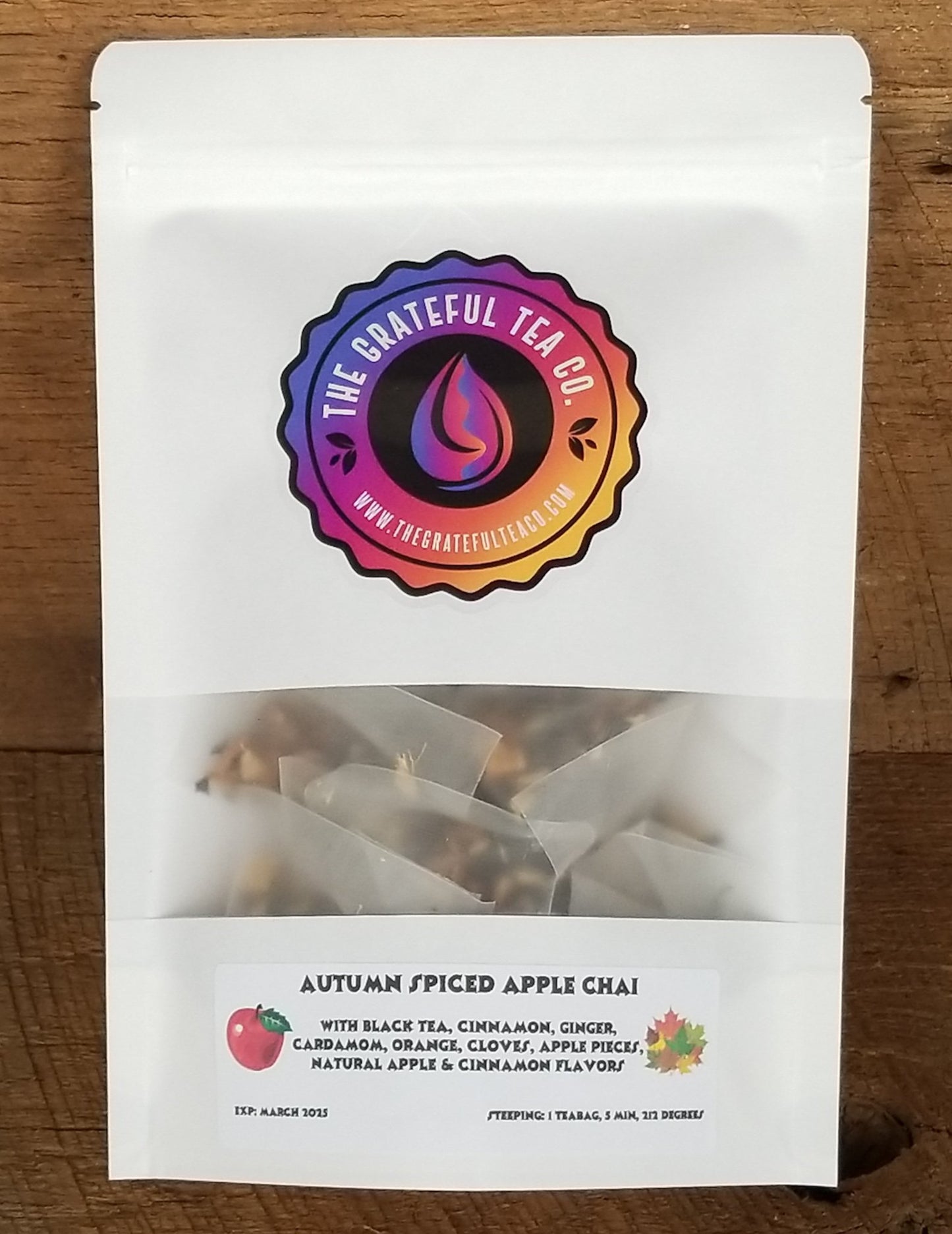 Autumn Spiced Apple Chai, 15 Sachets Teabags The Grateful Tea Co.