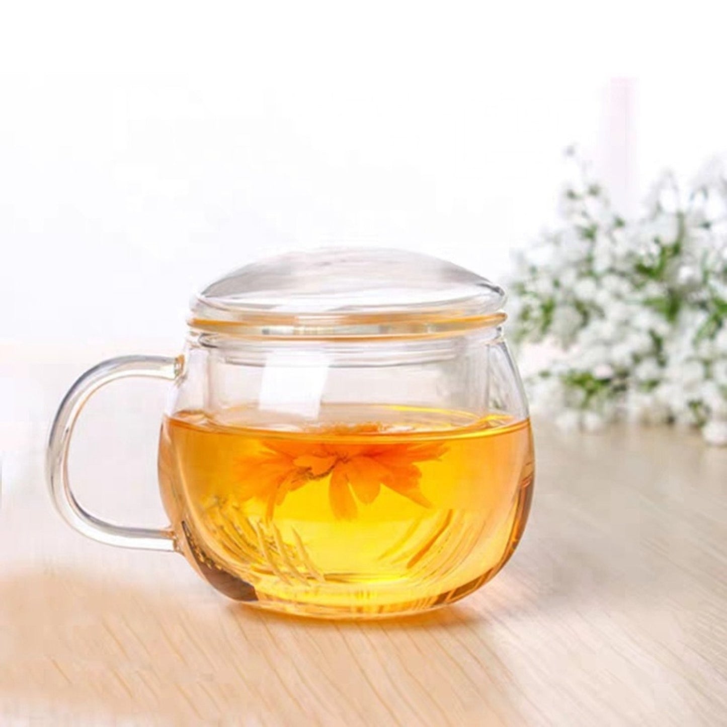 Glass Teacup With Infuser (10oz.) Teaware The Grateful Tea Co. Infuser4