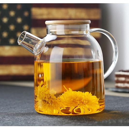 Glass Kettle with Filter & Bamboo Lid 54 oz Teaware The Grateful Tea Co.