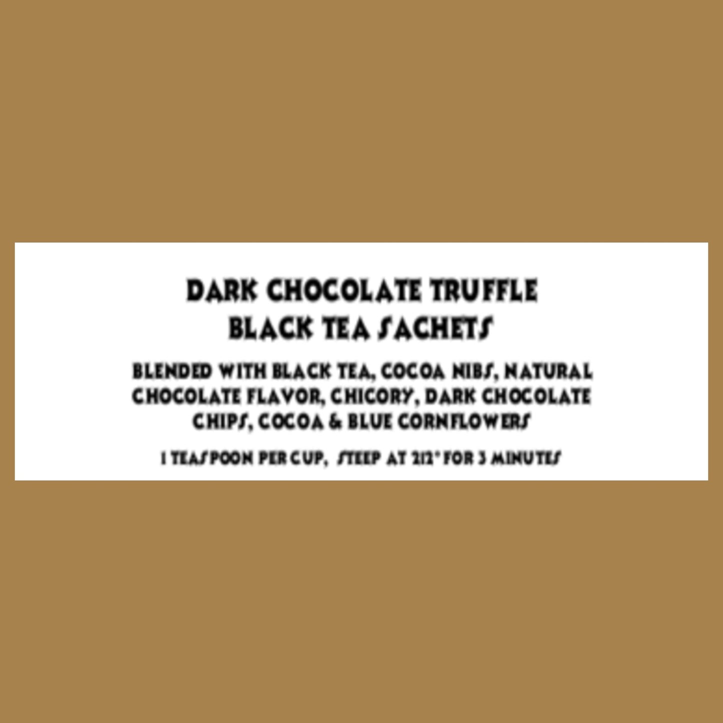 Gourmet Dark Chocolate Truffle Black Tea, 15 Sachets Teabags The Grateful Tea Co.