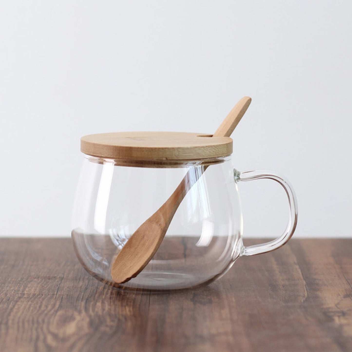 Borosilicate Glass Teacup w/ bamboo lid & spoon 10oz Coffee & Tea Cups The Grateful Tea Co.