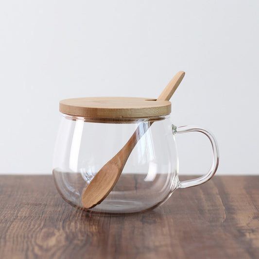 Borosilicate Glass Teacup w/ bamboo lid & spoon 10oz Coffee & Tea Cups The Grateful Tea Co.