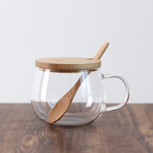 Borosilicate Glass Teacup w/ bamboo lid & spoon 10oz Coffee & Tea Cups The Grateful Tea Co. 