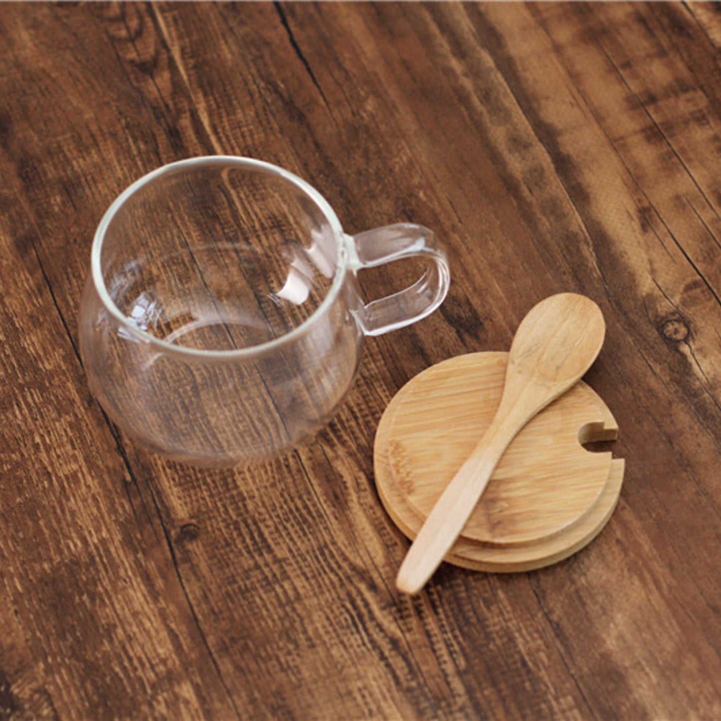 Borosilicate Glass Teacup w/ bamboo lid & spoon 10oz Coffee & Tea Cups The Grateful Tea Co.