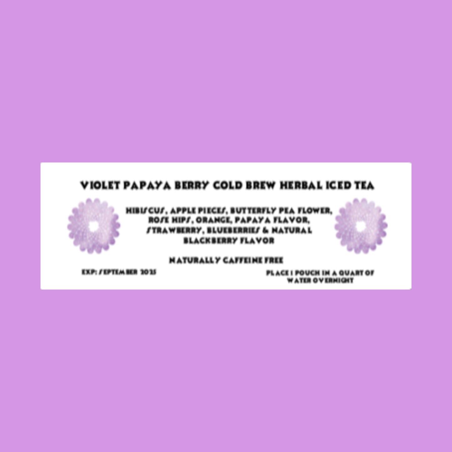 Violet Papaya & Berry Herbal Iced Tea Bags, available in quantities of 1, 6 or 12 quart size pouches Iced Tea The Grateful Tea Co.