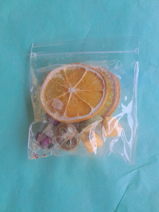 Orange Slices, Kiwi, Papaya, Lime Slices,Rose Buds & Rock Sugar/Flower & Fruit Tea Packages