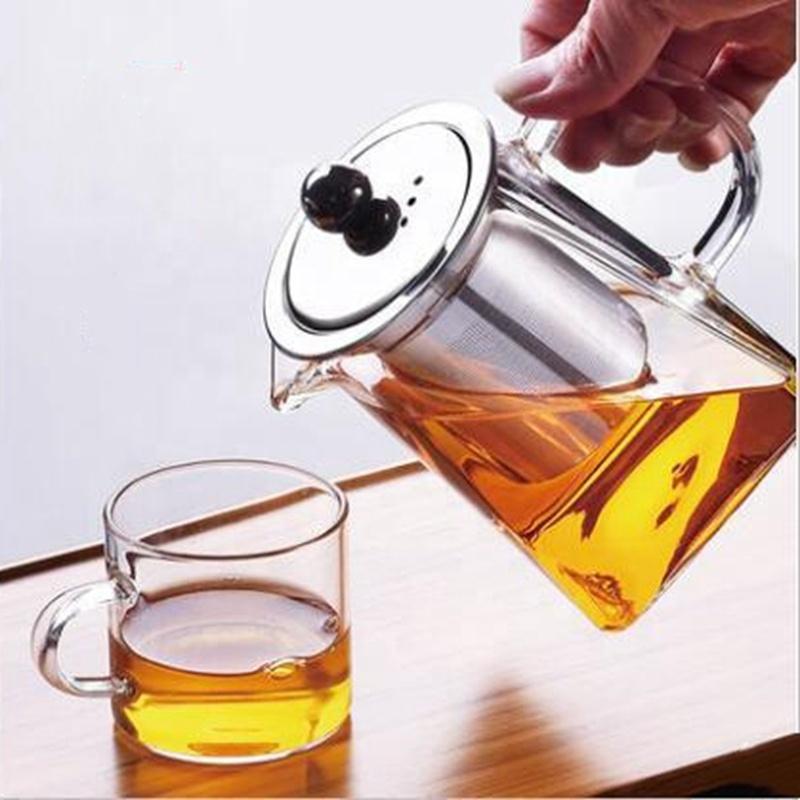 Glass Teapot With Stainless Steel Infuser and Lid (32oz or 43oz) Teaware The Grateful Tea Co. 